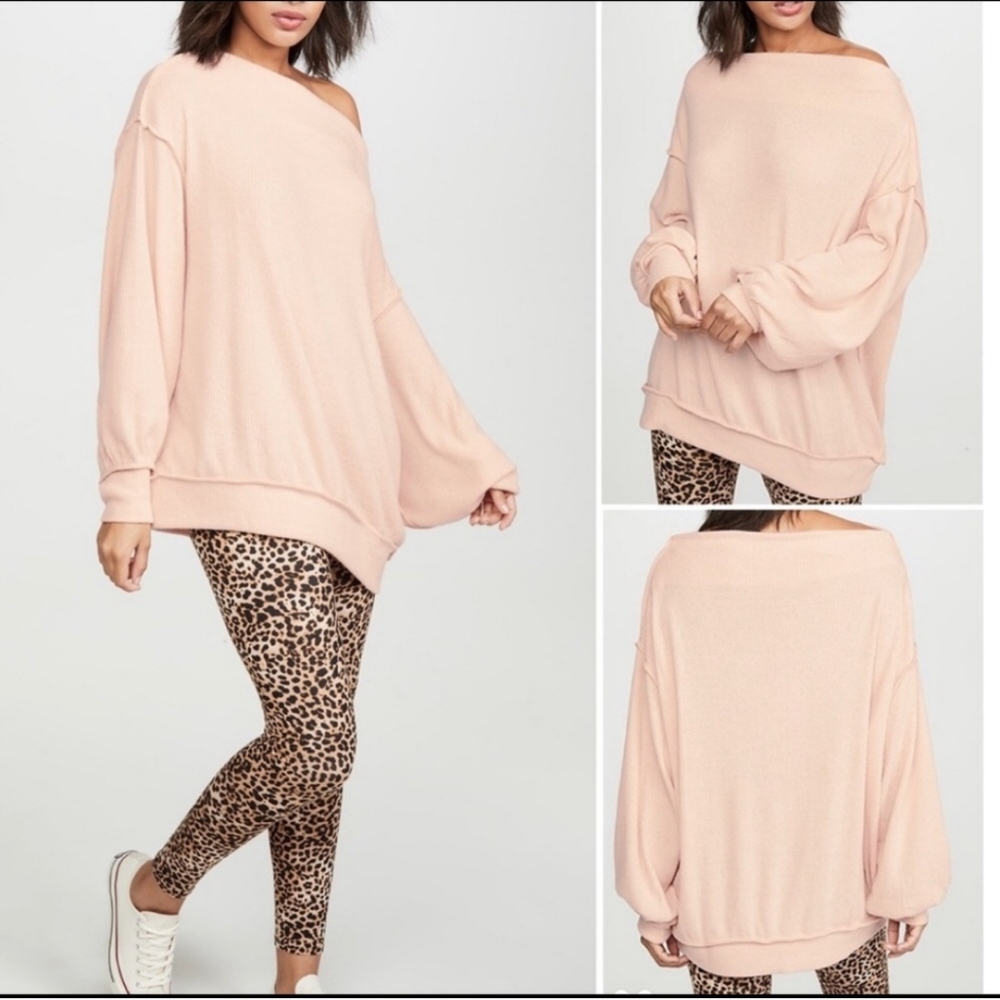 NWT Free People Main Squeeze  Hacci Top in Nectar Size Oversized Small